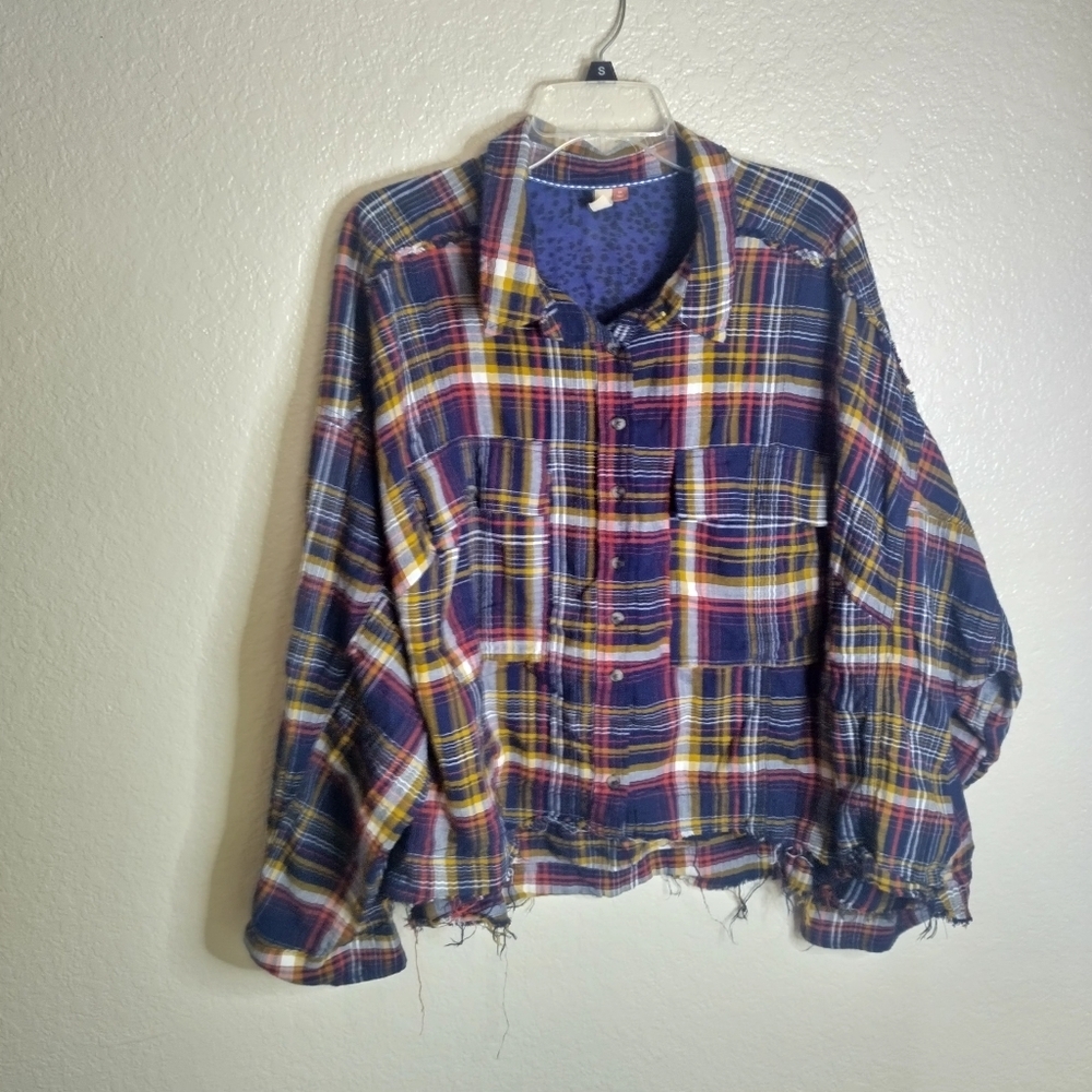 Anthropologie Pilcro Cropped Plaid Shirt Sz 3X - Picture 2 of 9